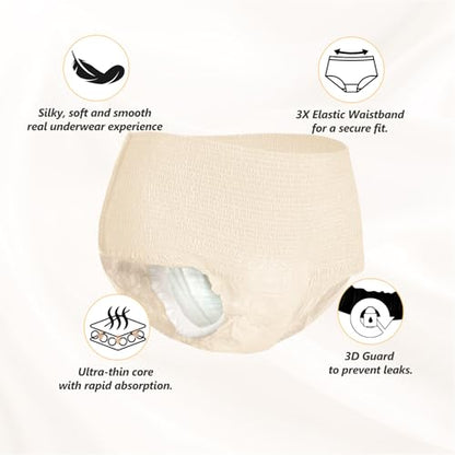 MOLLIS Disposable Period Underwear, Postpartum Panties, XXL, Beige, 16Ct - size: XXlarge(16 Count)