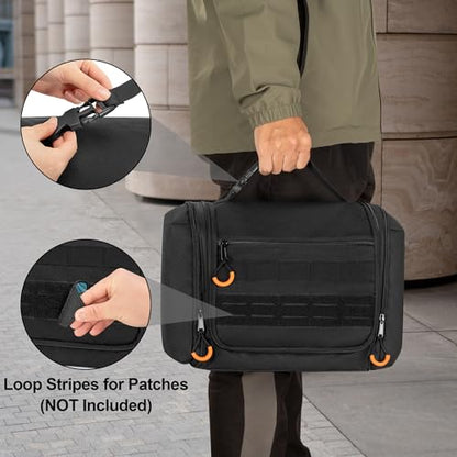 Tactical Toiletry Bag for Men, Large Hanging Dopp Kit Hygiene Bag - color: Black