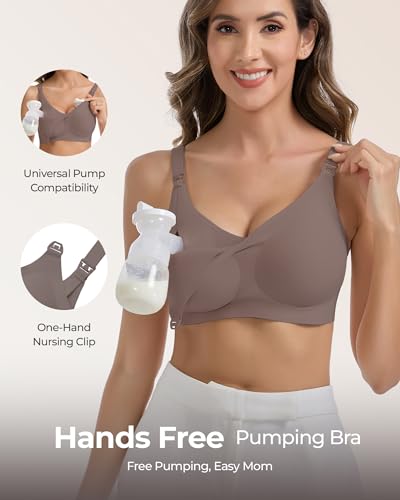 Vinfact Pumping Bra Hands Free Comfort Wireless Seamless Breast Pump Bra - color: Grey, size: X-Large
