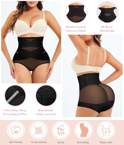 Nebility Womens' Tummy Control High Waist Trainer Body Shaper - color: Black, size: X-Large