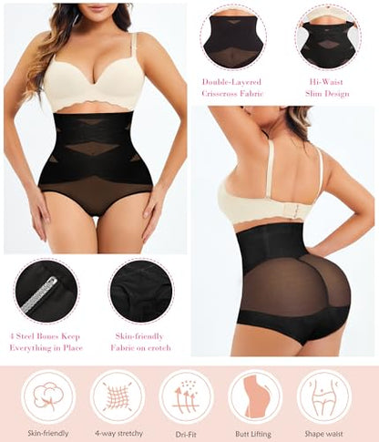 Nebility Womens' Tummy Control High Waist Trainer Body Shaper - color: Black, size: Medium