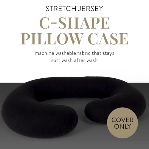 Betty Dain Stretch Jersey Maternity Pillowcase, C-Shape, 60" x 25", Black - color: Black