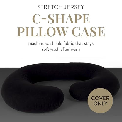 Betty Dain Stretch Jersey Maternity Pillowcase, C-Shape, 60" x 25", Black - color: Black
