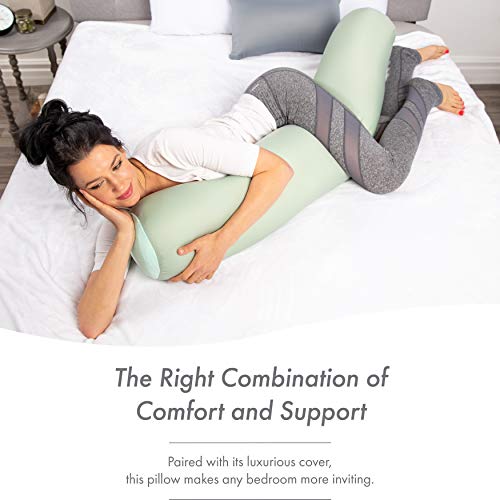 Microbead Body Pillow, Side Sleeping & Pregnancy, 48x8 in, Cadet Grey - color: Cadet Grey, size: Pillow & Cover