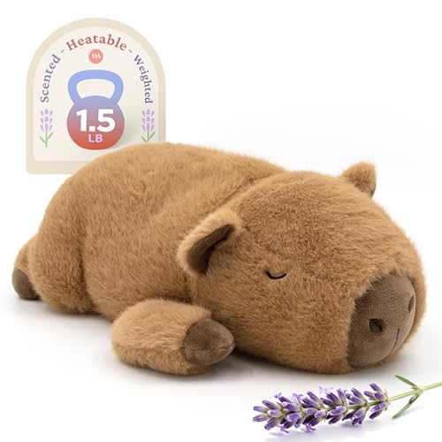 IKASA Microwavable Stuffed Animal Capybara Plush, Heating Weighted 1.5 lbs - color: Brown Capybara