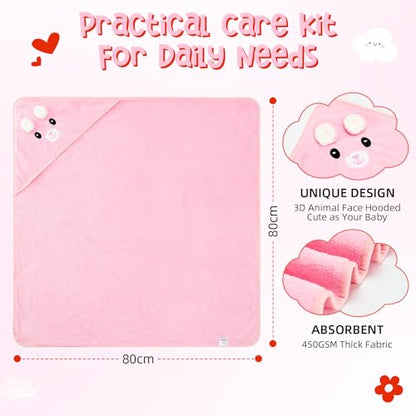 Defresit 13Pcs Baby Shower Gift, Baby Girl Gift Basket - color: Pink