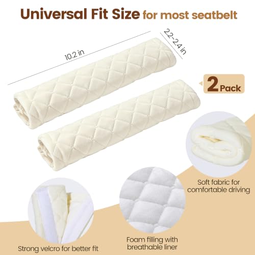 Amooca 2 Pack Seat Belt Covers Soft Shoulder Pad for Cars & Backpack - color: Off White