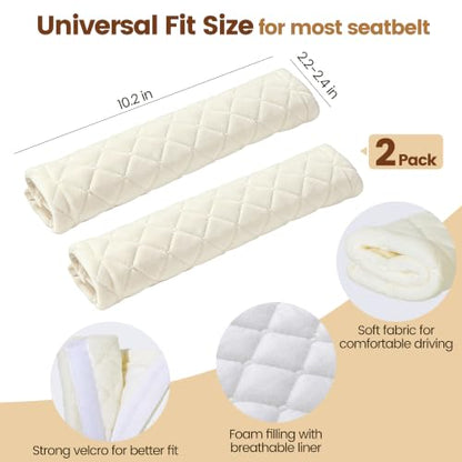 Amooca 2 Pack Seat Belt Covers Soft Shoulder Pad for Cars & Backpack - color: Off White