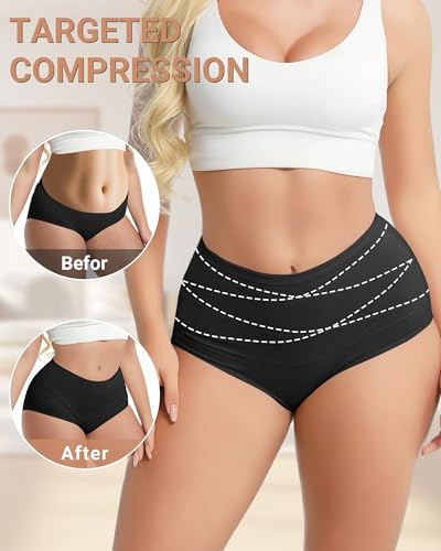 Women's Cotton Underwear High Waisted Ladies Panties Briefs 4Pack - color: Black, size: Small