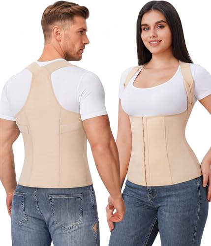 YERKOAD Back Brace for Women Breathable Back Straightener Posture Corrector - color: Beige, size: Large