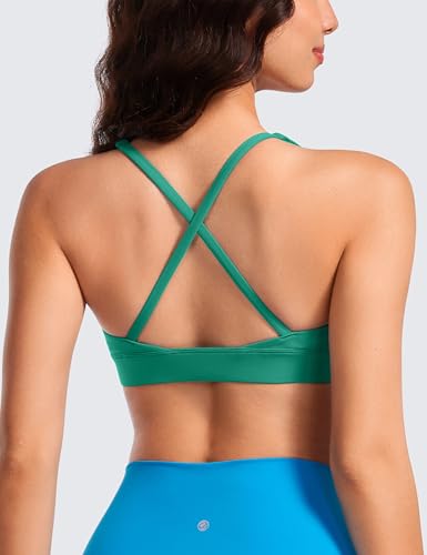 CRZ YOGA Butterluxe Deep V Neck Sports Bras - color: Cascadia Green, size: Medium