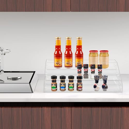 PMMASTO Wide Clear Acrylic Spice Rack for Countertops- 3 Tier - size: Widen 3 Tier - inner width 3''