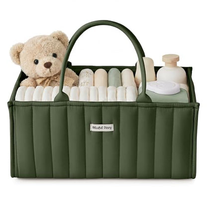 Blissful Diary Baby Diaper Caddy Organizer, Nursery Storage, Deep Green - color: Deep Green