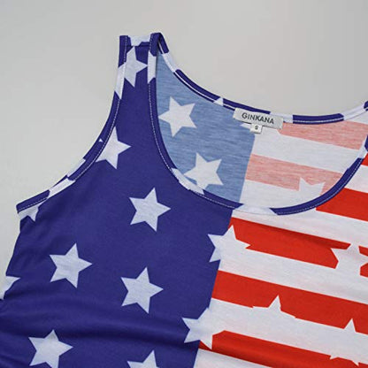 GINKANA Maternity Tank Tops Sleeveless Ruched Basic Tops Maternity Shirt Vest Mama Clothes - color: Usa Flag1, size: Medium