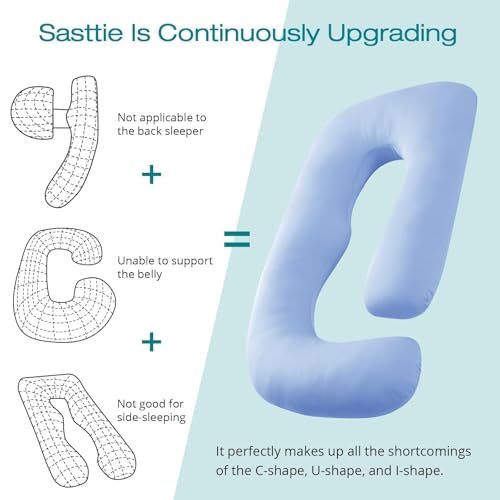 Cooling Pregnancy Pillows for Sleeping, 57'' Full Body Pillow, Light Blue - color: Light Blue, size: 57 Inch