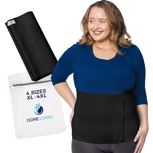 QORE LOGIQ Plus Size Abdominal Binder Post Surgery (Black, XXXX-Large, 12") - color: Black, size: XXXX-Large