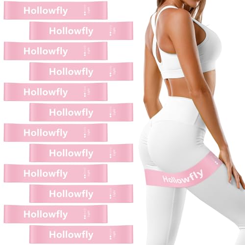 Hollowfly 12 Pcs Resistance Loop Bands for Booty Legs - color: Light Pink, style: Light