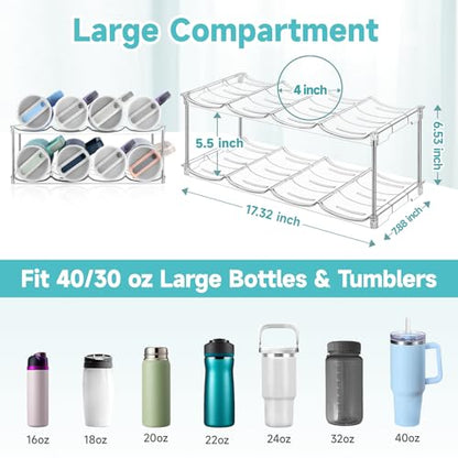 spospo Stackable Water Bottle Organizer Large Compartment Bottle Holder - size: 2 pack