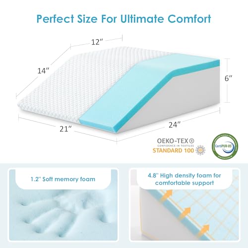Cozymaker 6-inch Adjustable Leg Elevation Pillows for Swelling Pain Relief - size: Flat Top 6 inch Height