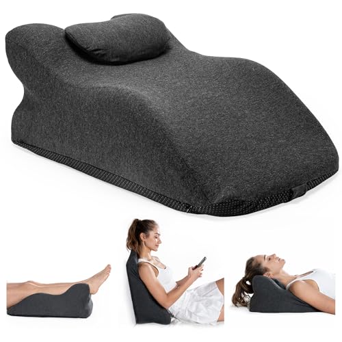 Ergonomic Contoured Couples Intimacy Memory Foam Pillow with Removable Headrest, 27° Angled Support for Neck and Waist, Massages, Reading, Relaxing & Leg Elevation, Removable Washable Cover