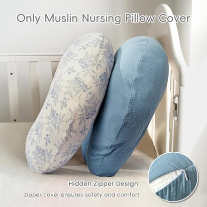FUNUPUP Muslin Nursing Pillow Cover Replacement, Blueberries&Blue - color: Blue&blueberries