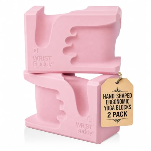 WRISTBuddy® Yoga Blocks 2 Pack, High Density Non-Slip, Hand-Shaped Design - color: Blush Pink