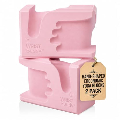 WRISTBuddy® Yoga Blocks 2 Pack, High Density Non-Slip, Hand-Shaped Design - color: Blush Pink