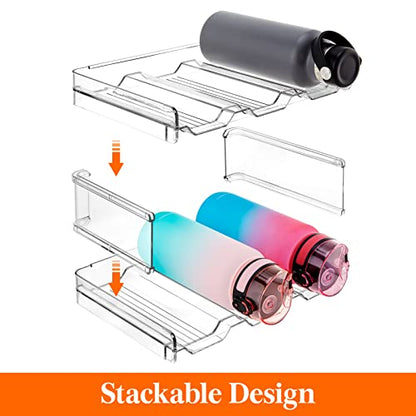 Lifewit Stackable Water Bottle Organizer for Cabinet, Clear Tumbler Holder - size: 3 Tier-9 Bottle