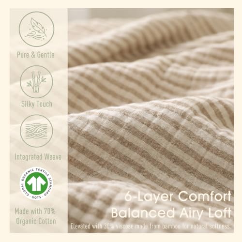Muslin Baby Blanket, Organic Cotton Blend Jacquard (Boho Rainbow) - color: Rainbow Border