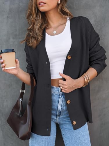 LILLUSORY Women's Oversized Fall Cardigan Sweater Chunky Jackets 2026 - color: Black, size: Small