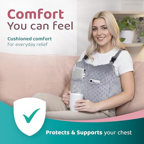 Zomaple 5pc Mastectomy Pillow - Strap, GelPacks, Seat Belt Cover & Lanyard - color: Dark Grey, style: Rectangular Gelpacks