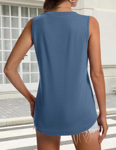 YUCOLEN Women's Tank Tops Loose Flowy Summer UPF 50+ Basic Sleeveless Tops - color: Blue Grey, size: X-Large