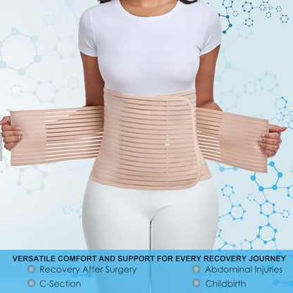 Postpartum & Post Surgery Abdominal Binder. Postpartum Belly Band - color: Beige-L