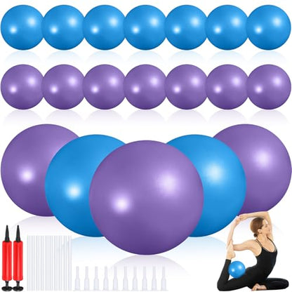 Sotiff 20 Pcs Small Pilates Ball Bulk 9 Inch Mini Yoga Ball - color: Blue,Purple