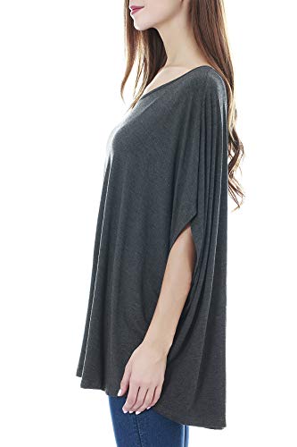 Smallshow Women's Nursing Top Maternity Poncho for Breastfeeding - color: Dim Grey