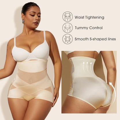 MOVWIN Plus Size Shapewear Tummy Control Underwear Girdle For Women - color: Beige, size: 4X-Large
