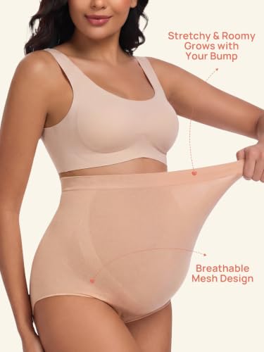 Summer Mae Maternity Underwear 76% Rayon Made from Bamboo Soft Breathable - color: Black,skin,white-3 Pc, size: Medium