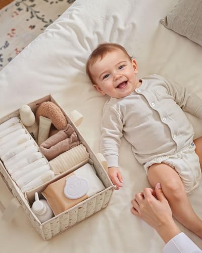 Blissful Diary Diaper Caddy Organizer, Storage Basket, Woodland Cream - color: Woodland Cream