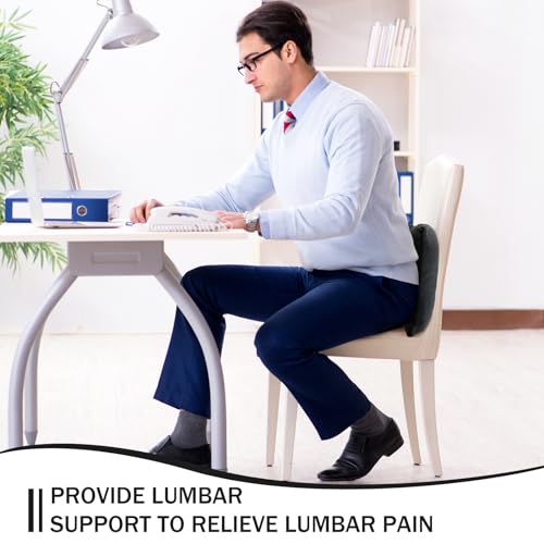 Queekay Fleece Lumbar Support Pillow 3 Section for Office Chair, Black - color: Black
