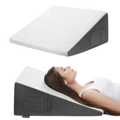 Cozymaker 12-inch Bed Wedge Pillow for Sleeping Back Support Pain Relief - size: Triangle Wedge 24*24*12 inch