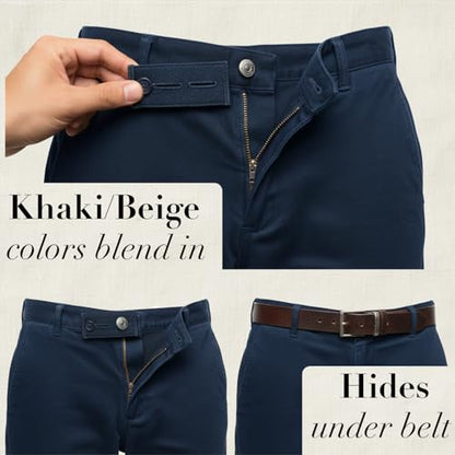 Pants Button Extender 6-Pack for Men & Women, Elastic Jeans Waist Extender & Dress Pant Hook Set, Adjustable Waistband Extenders for Early Maternity Pregnancy, Button Extender for Jeans Instant Fit