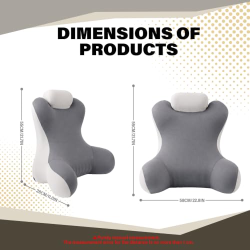 Dracey Reading Pillow for Sitting in Bed, Back Pillow for Bed Sitting UP, Back Rest Lumbar Support Pillows with Arms, for Watching TV Games, Work, Rest, Ergonomic Lumbar Support Cushion