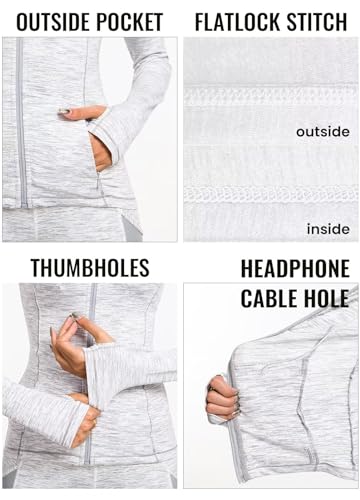 Queenie Ke Womens Running Jackets with Zipper Pockets - color: White Space Dye, size: Large