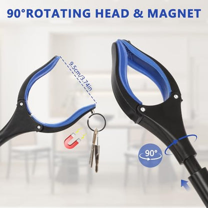 2 Pack Grabber Reacher Tool, 31” Foldable Pickup Tool for Seniors - color: Blue