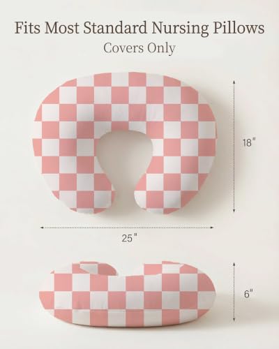 Nursing Pillow Covers 2 Pack, Stretchy Breastfeeding Pillow Covers for Baby - color: Daisy Check