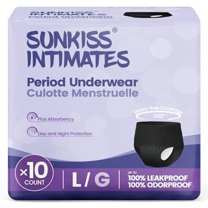 Disposable Period Underwear, Heavy Flow, L, Black, 10Ct - size: Large, style: Black (Pack of 10)