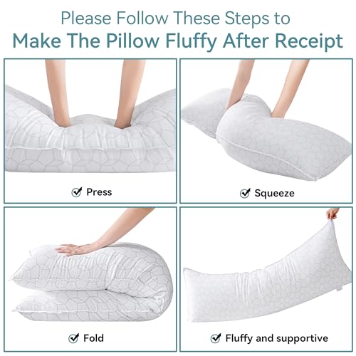 Oubonun Full Body Pillow for Side Sleeper, Soft Long Bed Pillow for Adults - color: White Water Cube