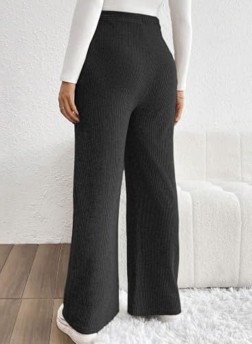 BLENCOT Maternity Pants Casual Stretchy Wide Leg Pregnancy Trousers - color: Black, size: Medium
