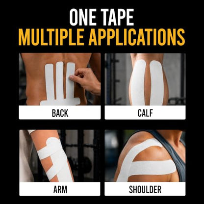 Bighorn Athletics Precut Kinesiology Tape with Tin, 40 Strips 2"×10", White - color: White