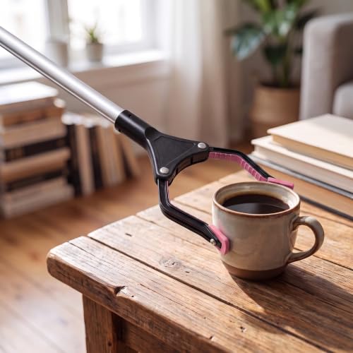 Grabber Reacher Pickup Tool – Foldable, Lightweight, Rotatable Clamp, Rose - color: Rose